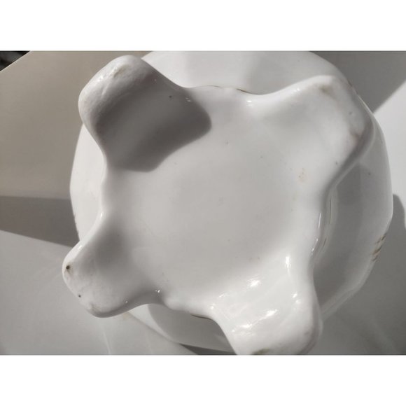 Unmarked porcelain Candy Dish*Compote with Lid*24K gold paint*c1940-50s? - Picture 5 of 9